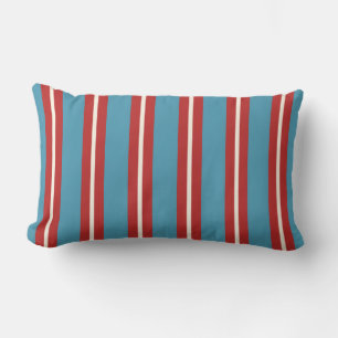 Vibrant Red and Blue Striped Pattern Modern Design Lumbar Cushion
