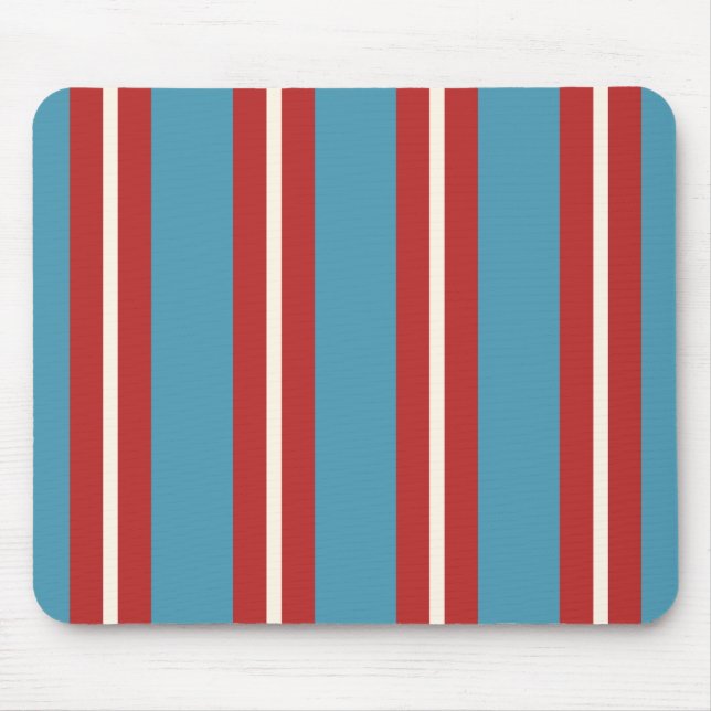 Vibrant Red and Blue Striped Pattern Modern Design Mouse Pad (Front)