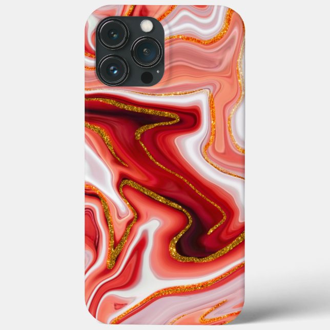 Vibrant Red and Gold Abstract Art Case-Mate iPhone Case (Back)