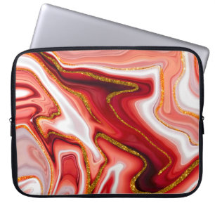 Vibrant Red and Gold Abstract Art Laptop Sleeve