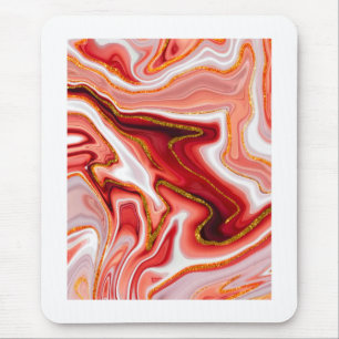 Vibrant Red and Gold Abstract Art Mouse Pad