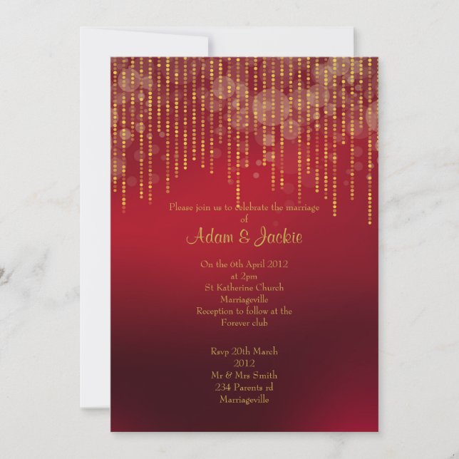 Vibrant red and gold leaf ELEGANT WEDDING Invitation (Front)