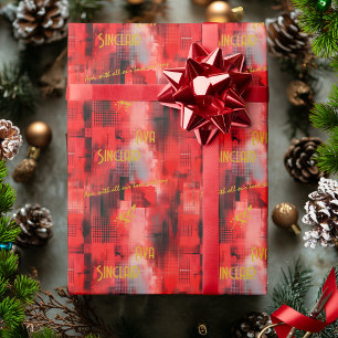 Vibrant Red and Gold Personalised Gift Wrap