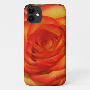 Vibrant Red and Peach Rose Macro Photo iPhone 11 Case