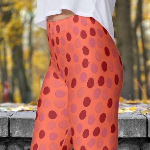 Vibrant Red and Tomato Red Polka Dot Pattern Leggings