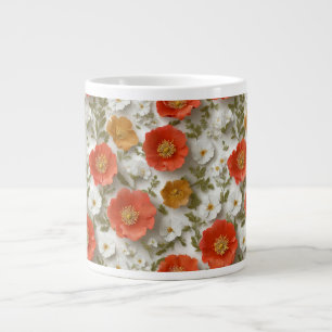 Vibrant Red and White Poppy Floral Specialty Mug