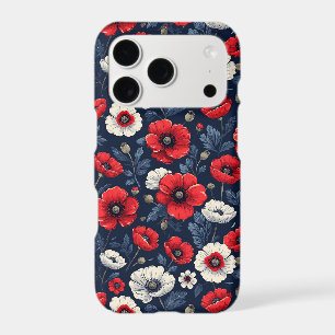 Vibrant Red and White Poppy Flowers