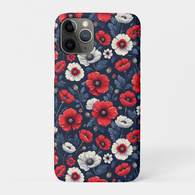 Vibrant Red and White Poppy Flowers Case-Mate iPhone Case (Back)