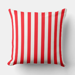 Vibrant Red and White Striped Pattern Cushion