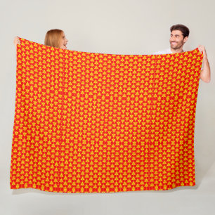 Vibrant Red and Yellow Geometric Pattern Fleece Bl Blanket