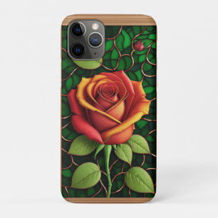 Vibrant Red and Yellow Rose Design iPhone 11 Pro Case