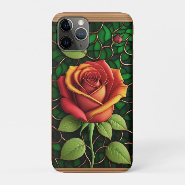 Vibrant Red and Yellow Rose Design Case-Mate iPhone Case (Back)