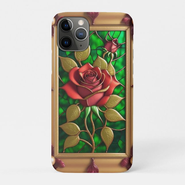 Vibrant Red and Yellow Rose Design Case-Mate iPhone Case (Back)
