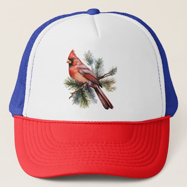 Vibrant Red Berries with Lush Green Leaves Trucker Hat (Front)