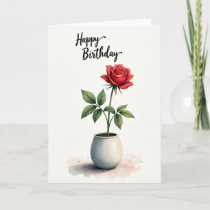 Vibrant Red Birthday Card