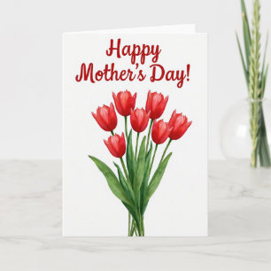 Vibrant Red Bloom Mothers Day Card