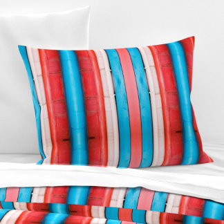 Vibrant red, blue and pink stripes M-size pattern Pillowcase