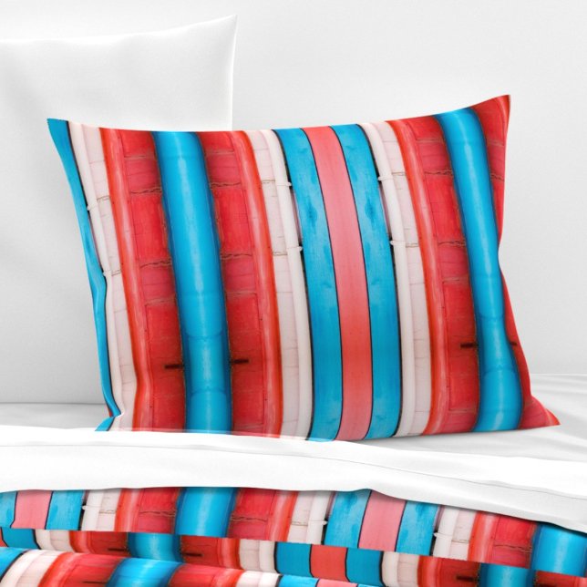 Vibrant red, blue and pink stripes M-size pattern Pillowcase (Creator Uploaded)
