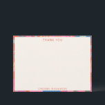 Vibrant Red Boho Floral Personalised Stationery  Thank You Card<br><div class="desc">This modern colourful bridal shower thank you card features a clean cream centre framed by a bold abstract border in vibrant red, pink, coral, and blue tones. The minimalist layout keeps the focus on your handwritten message while still feeling elevated and design-forward. Perfect for the bride who loves stylish details...</div>