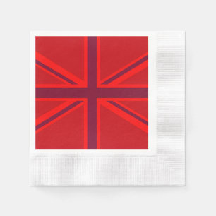 Vibrant Red British Union Jack Flag Napkin