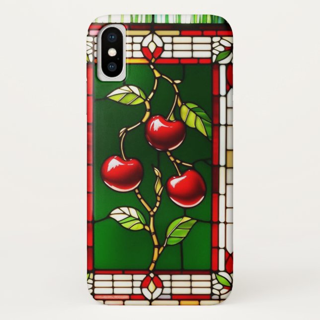 Vibrant Red Cherries with Rich Green Leaves Case-Mate iPhone Case (Back)