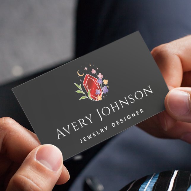Vibrant Red Crystal Jewellery Designer Flowers Moo Business Card (Creator Uploaded)