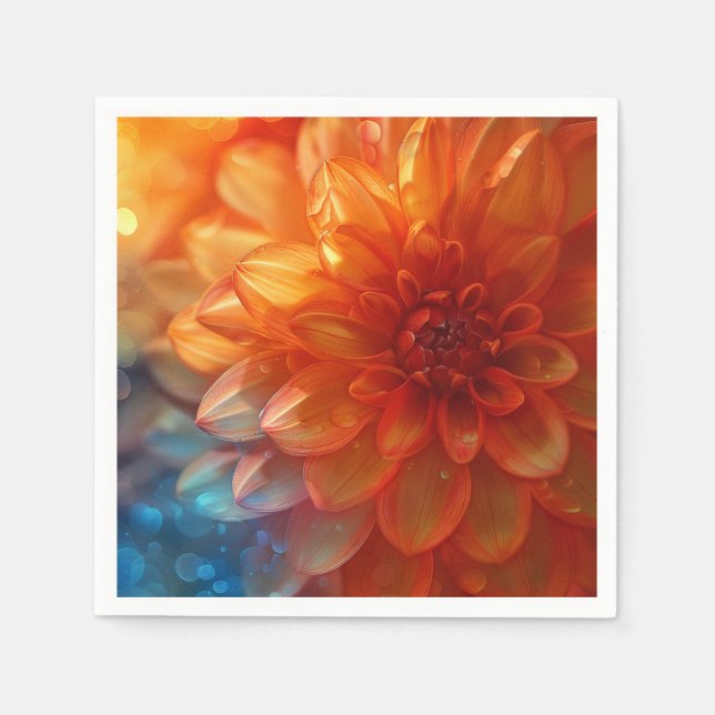 Vibrant Red Dahlia Flower Paper Napkin (Front)