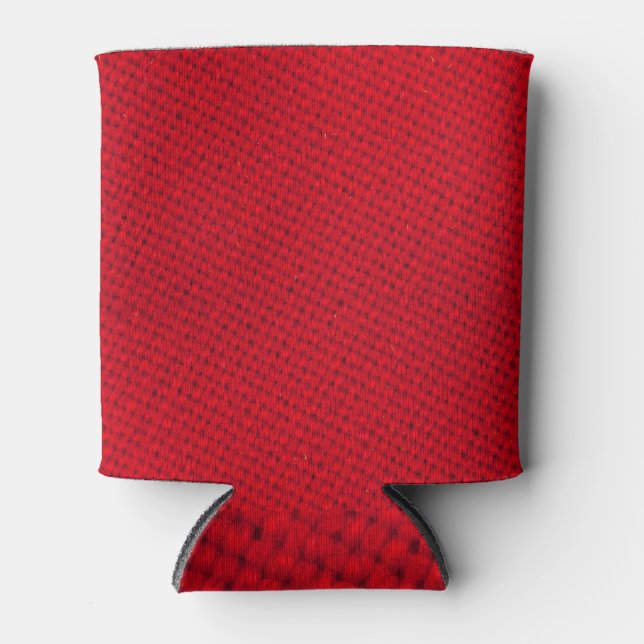 Vibrant Red Fabric Texture Can Cooler (Front)