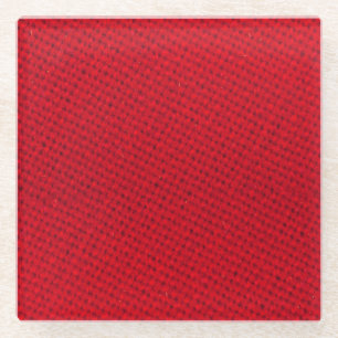 Vibrant Red Fabric Texture Glass Coaster