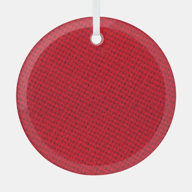 Vibrant Red Fabric Texture Glass Tree Decoration (Front)