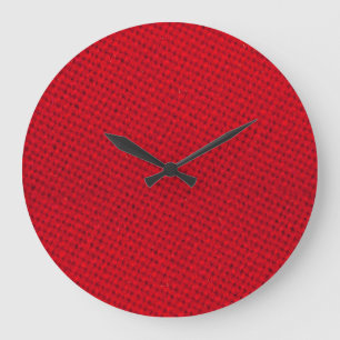 Vibrant Red Fabric Texture Large Clock