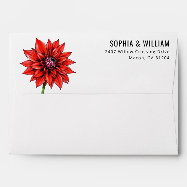 Vibrant Red Floral Illustration Envelope (Back (Top Flap))