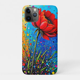 Vibrant Red Flowers Pop Art Print iPhone 11 Pro Case