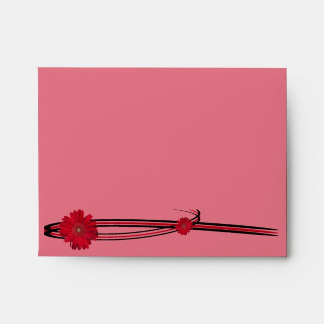 Vibrant Red Gerber Daisy Sweep Envelope (Front)