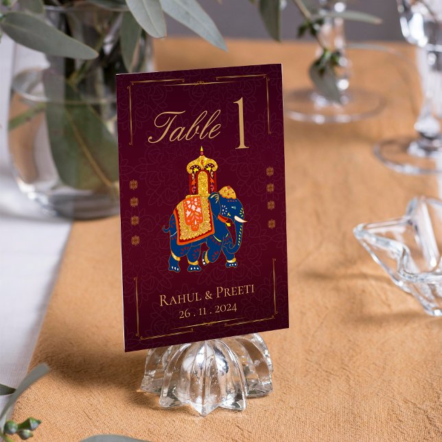 Vibrant Red Gold Traditional Indian Wedding Party Table Number (Vibrant Red Gold Traditional Indian Wedding Party Table Number)