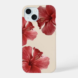 Vibrant Red Hibiscus Tropical Floral iPhone 15  Case