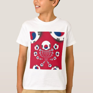 Vibrant Red Kaleidoscope South Korea Design T-Shirt