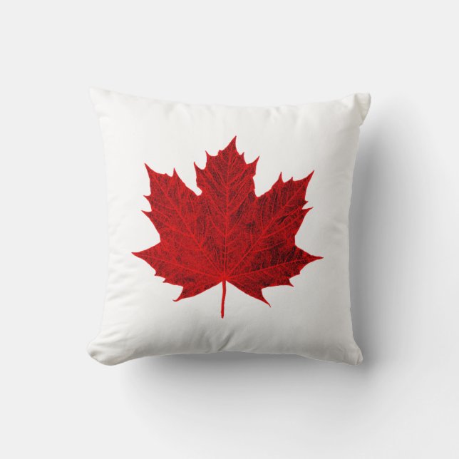Vibrant Red Maple Leaf Cushion (Front)