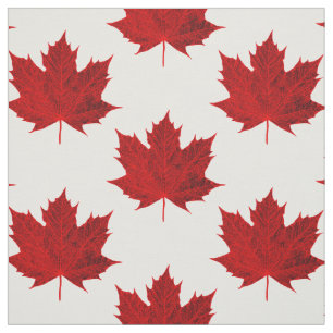 Vibrant Red Maple Leaf Design Fabric