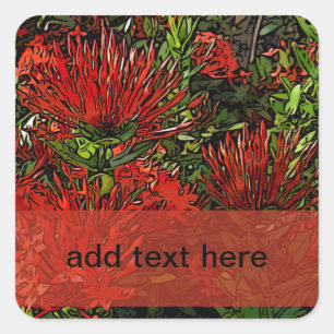 Vibrant Red Orange Firebush Plant Square Sticker