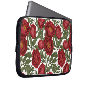 Vibrant Red Peony Collection Customizable Party Laptop Sleeve