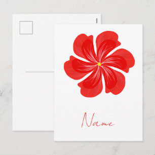 Vibrant Red Petal Bloom - Minimalist Floral Art Holiday Postcard