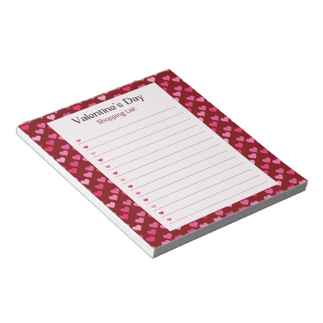 Vibrant Red Pink Vibrant Hearts Valentine's Day Notepad (Angled)