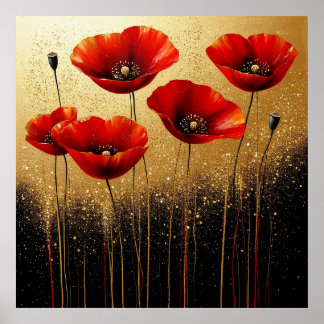 Vibrant Red Poppies in Bloom Poster