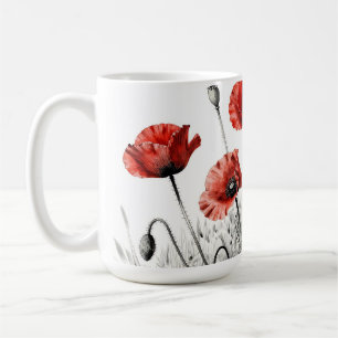 Vibrant Red Poppy Flower Meadow Coffee Mug