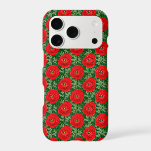 Vibrant Red Ranunculus Floral Pattern