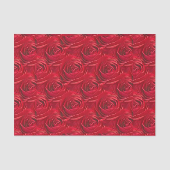 Vibrant Red Rose Floral Photo Abstract Pattern Tissue Paper (Front)