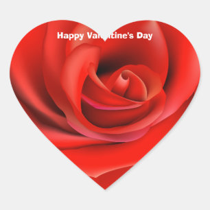 Vibrant Red Rose Heart Sticker