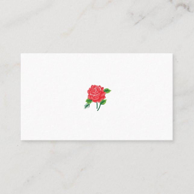 Vibrant Red Rose | Romantic Floral Illustration Business Card (Front)