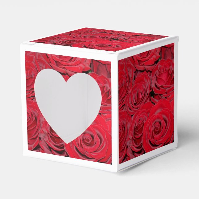 Vibrant Red Roses Favour Box (Front Side)
